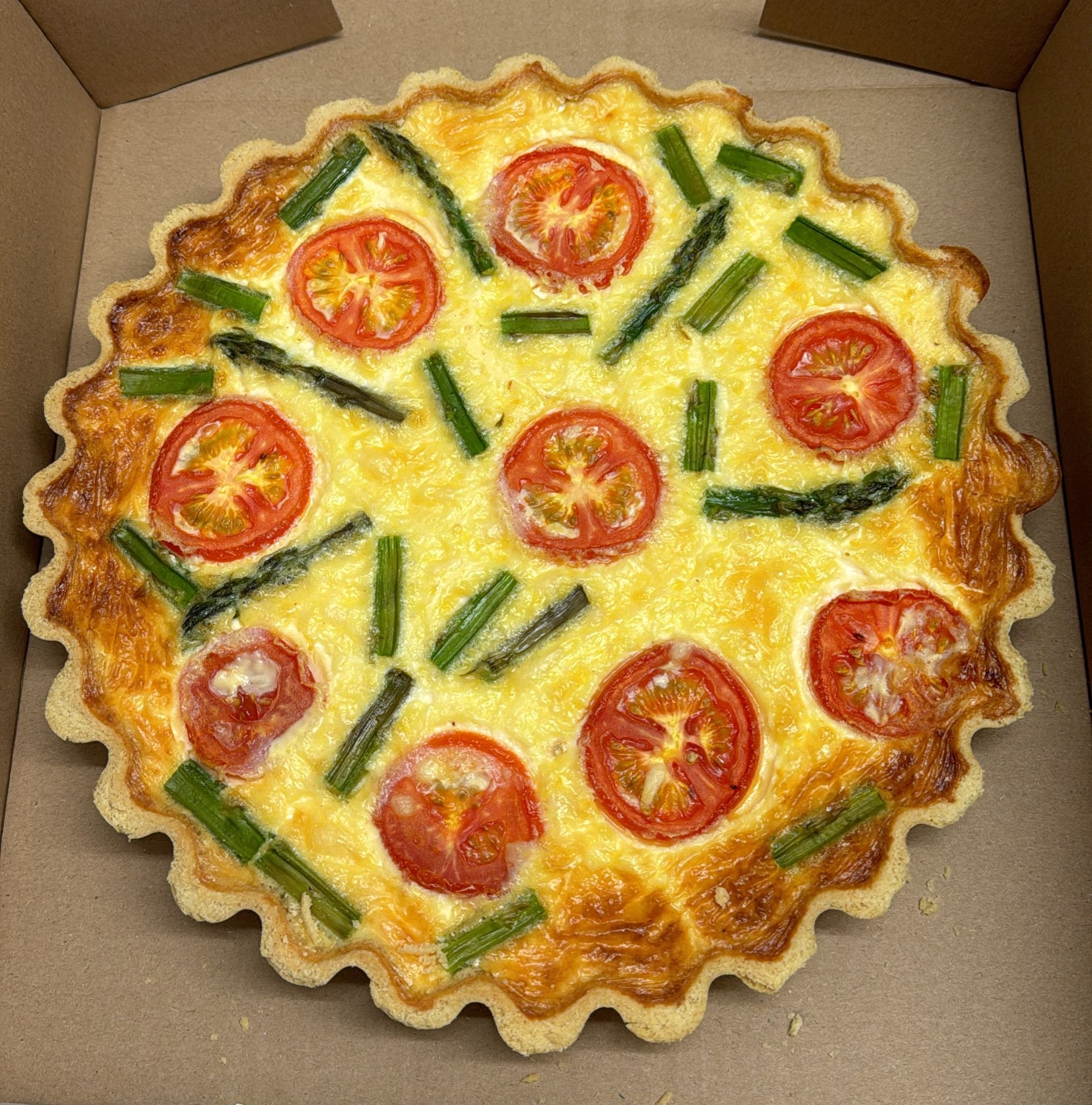 Asparagus + Tomato Quiche