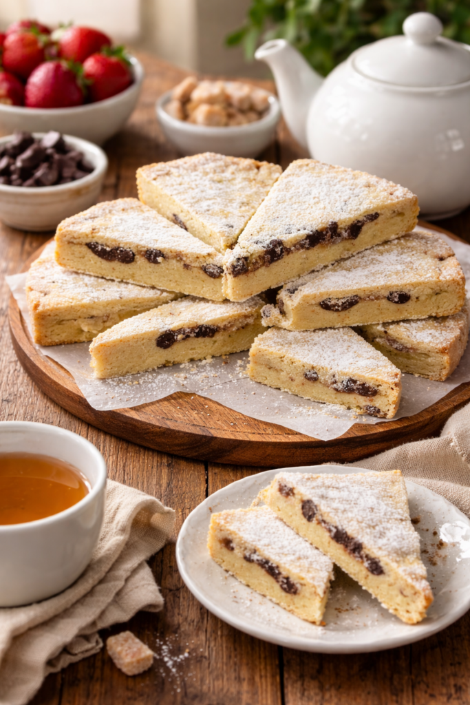 stack of chocolate chip shortbread fresh from The Fab Food Bakery Co Ltd