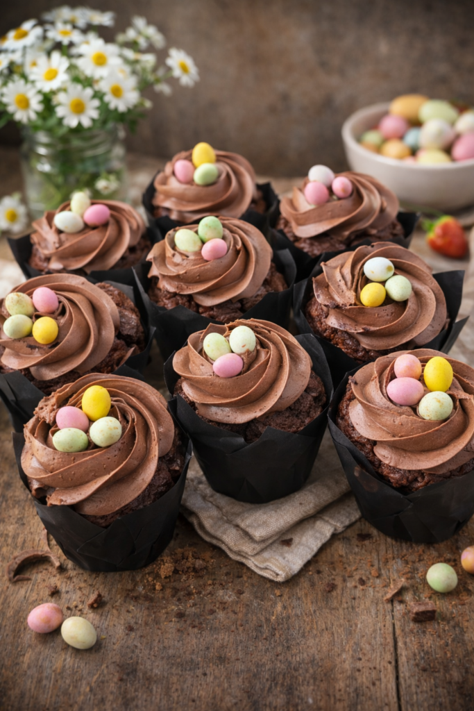 Tray of mini egg easter muffins fresh from The Fab Food Bakery Co Ltd