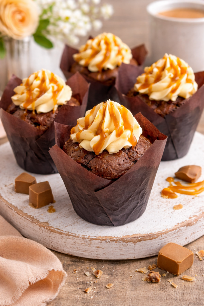 Tray of salted caramel muffins fresh from The Fab Food Bakery Co Ltd
