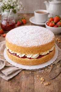 display of a victoria sponge fresh from The Fab Food Bakery Co Ltd